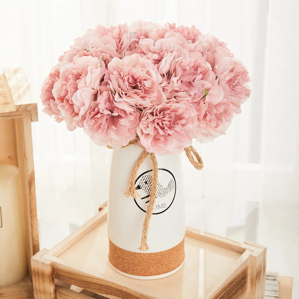 5pcs Silk Artificial Peony Bouquet Flowers Wedding Home Living Room