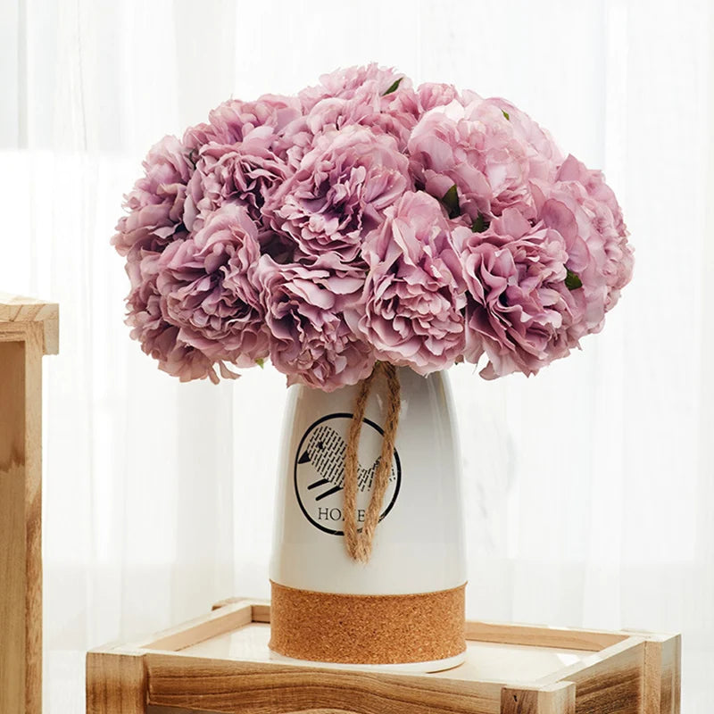 5pcs Silk Artificial Peony Bouquet Flowers Wedding Home Living Room